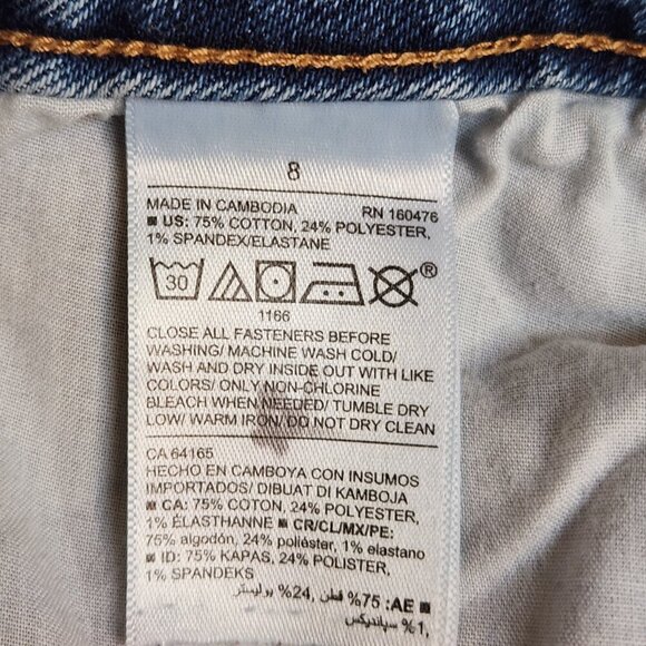 Old Navy Denim Cuffed Shorts Women's 8 Mid Rise Blue Button Fly Distressed - Picture 7 of 7